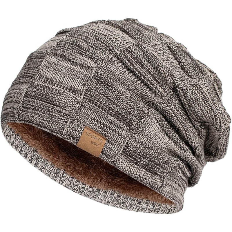 Vgogfly Slouchy Beanie for Men Winter Hats for Guys Cool Beanies Mens Lined Knit Warm Thick Skully Stocking Binie Hat
